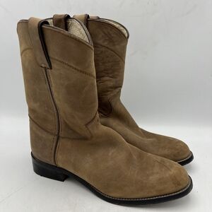 Justin Classic Roper Boots Boy's Youth Size 3.5 Brown Western